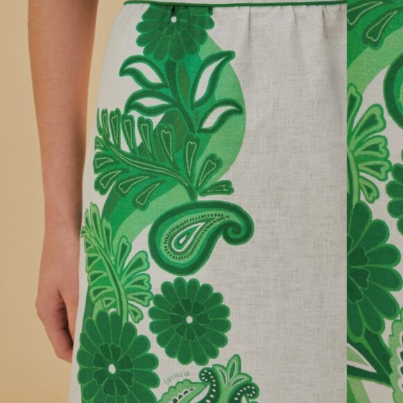 Farm Rio green color festival euroflax™ midi skirt- size large- NWOT - Picture 5 of 5